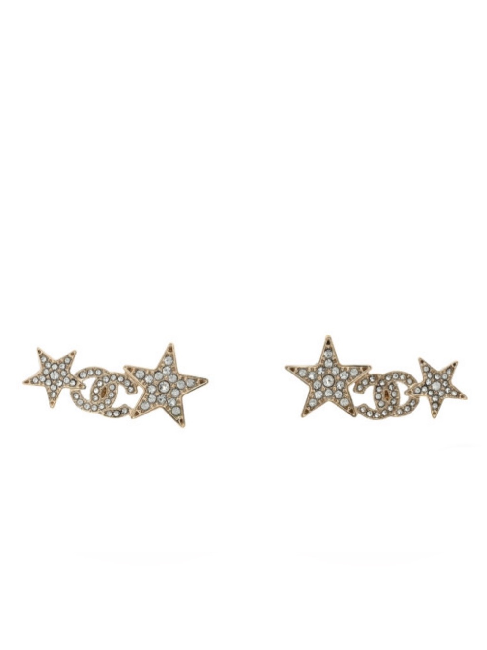 CHANEL Crystal Star CC Earrings in Gold.